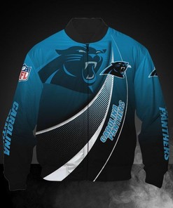 NFL Carolina Panthers Blue Black Bomber Jacket V2