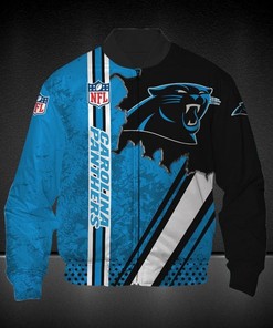 NFL Carolina Panthers Blue Black Bomber Jacket V3