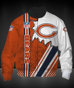 NFL Chicago Bears Orange White Logo In Hert Bomber Jacket