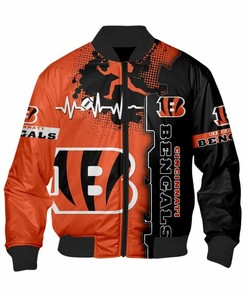 NFL Cincinnati Bengals Orange Black Bomber Jacket