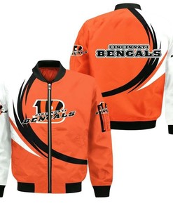 NFL Cincinnati Bengals Orange White Bomber Jacket
