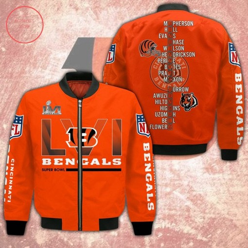 NFL Cincinnati Bengals Super Bowl Orange Bomber Jacket