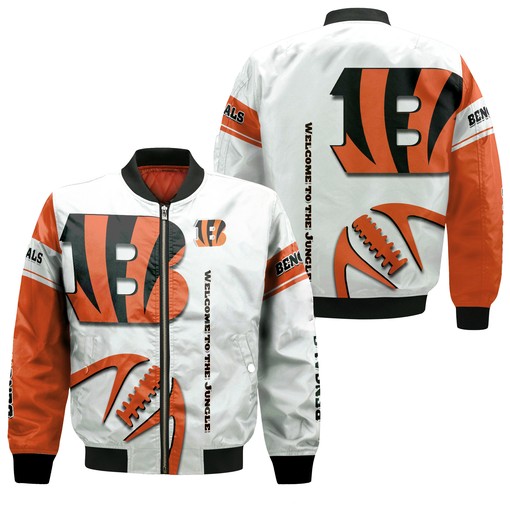 NFL Cincinnati Bengals White Orange Bomber Jacket V2