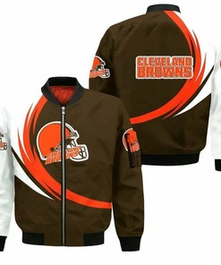 NFL Cleveland Browns White Orange Bomber Jacket V3