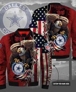 NFL Dallas Cowboys Custom Name One Nation Under God Bomber Jacket