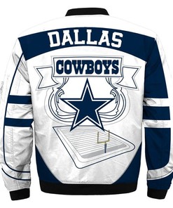 NFL Dallas Cowboys White Black Bomber Jacket