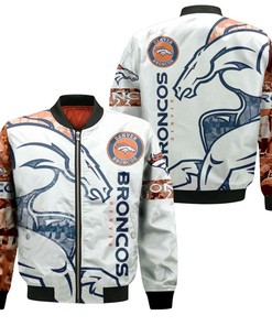 NFL Denver Broncos White Bomber Jacket