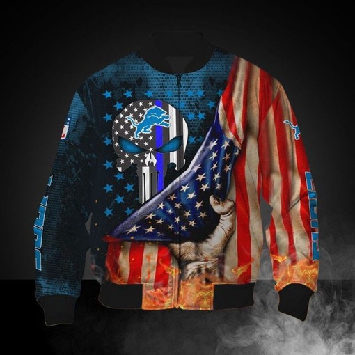 NFL Detroit Lions American Flag Bomber Jacket V2