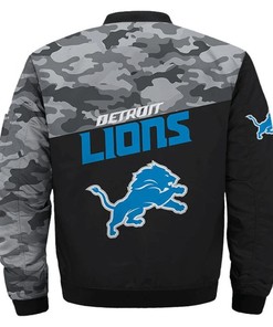 NFL Detroit Lions Black Camo Bomber Jacket