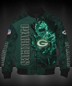 NFL Green Bay Packers Green Fire Bomber Jacket