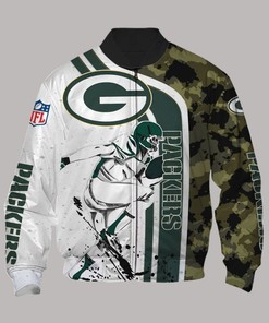 NFL Green Bay Packers White Camo Bomber Jacket