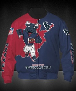 NFL Houston Texans Blue Red Bomber Jacket V2
