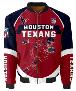 NFL Houston Texans Red Blue Bomber Jacket V9