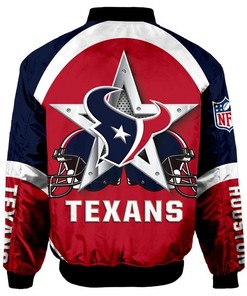NFL Houston Texans Red Blue Bomber Jacket V9