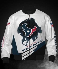 NFL Houston Texans White Blue Bomber Jacket