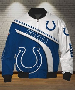 NFL Indianapolis Colts Blue White Bomber Jacket