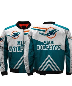 NFL Jacket Men Miami Dolphins Bomber Jacket Plus Size