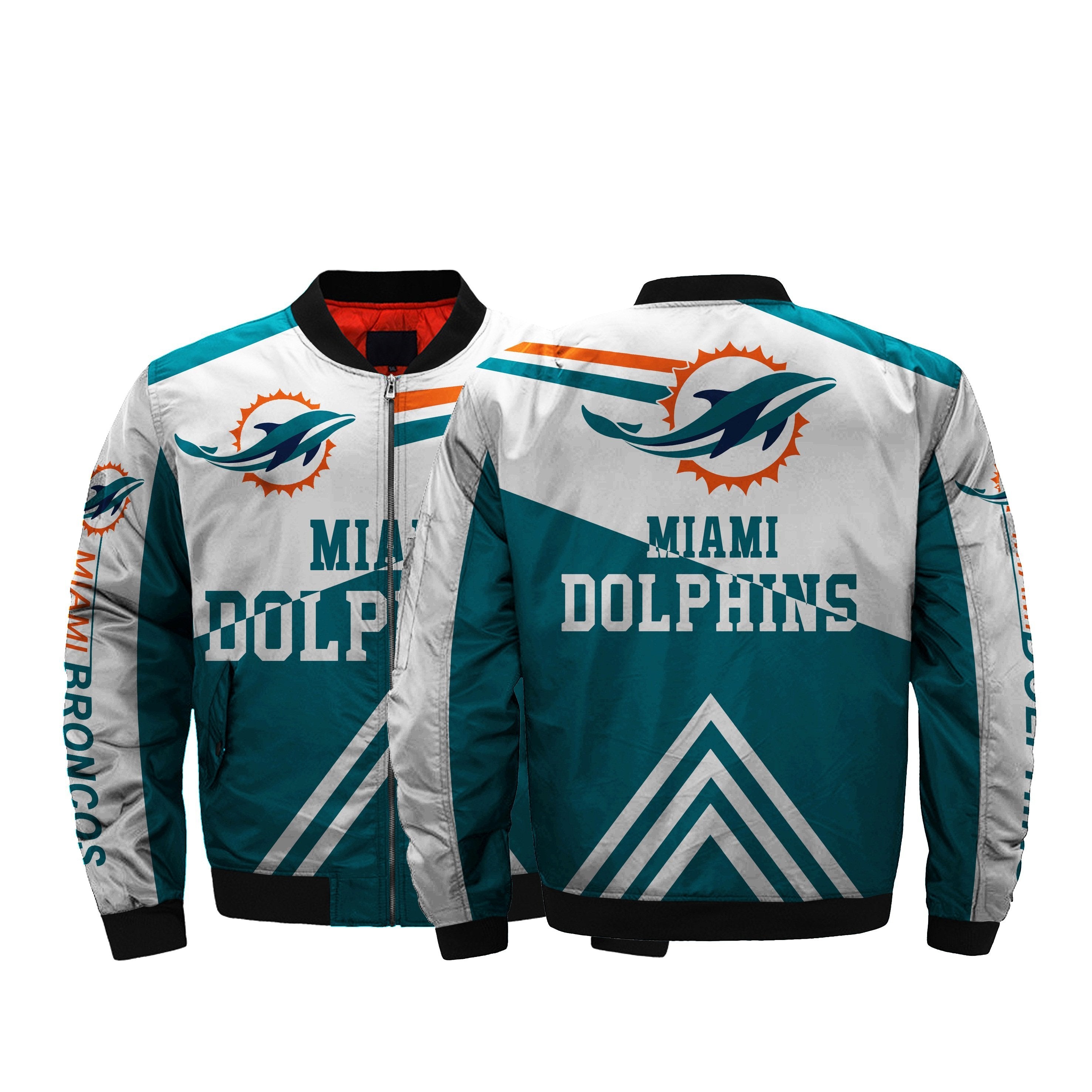 NFL Jacket Men Miami Dolphins Bomber Jacket Plus Size