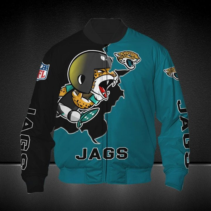 NFL Jacksonville Jaguars Teal Black Bomber Jacket V2