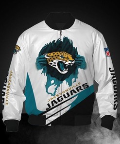 NFL Jacksonville Jaguars White Teal Bomber Jacket