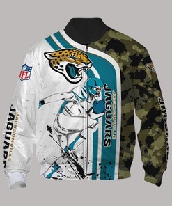 NFL Jacksonville Jaguars White Teal Camo Bomber Jacket