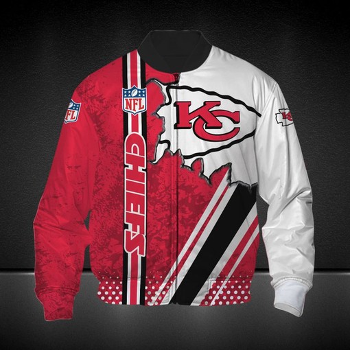 NFL Kansas City Chiefs Red White Bomber Jacket