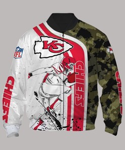 NFL Kansas City Chiefs White Red Camo Bomber Jacket