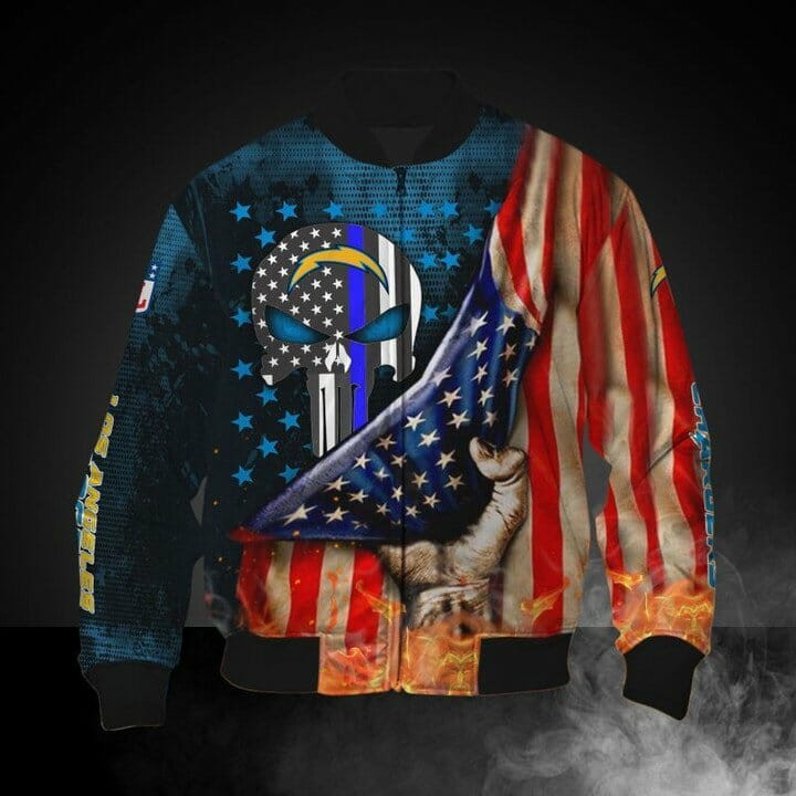 NFL Los Angeles Chargers American Flag Bomber Jacket V2