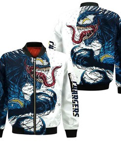 NFL Los Angeles Chargers Black Blue Monster Bomber Jacket