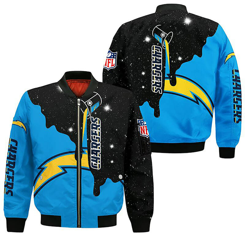 NFL Los Angeles Chargers Blue Black Bomber Jacket V11