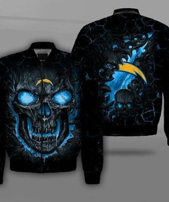 NFL Los Angeles Chargers Skull Black Bomber Jacket