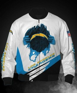 NFL Los Angeles Chargers White Blue Bomber Jacket