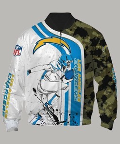 NFL Los Angeles Chargers White Blue Camo Bomber Jacket