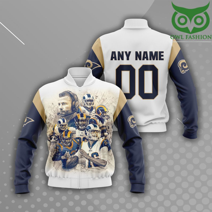 NFL Los Angeles Rams Custom Name Number White Legends Bomber Jacket