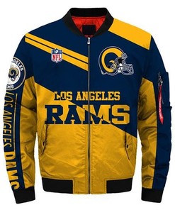 NFL Los Angeles Rams Dark Blue Yellow Bomber Jacket