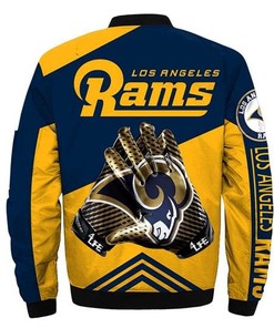 NFL Los Angeles Rams Dark Blue Yellow Bomber Jacket