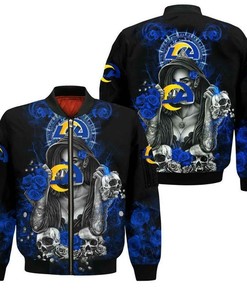 NFL Los Angeles Rams Skull Black Blue Bomber Jacket