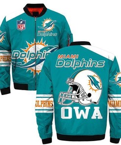 NFL Miami Dolphins Aqua OWA Bomber Jacket