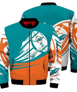 NFL Miami Dolphins Aqua Orange Bomber Jacket