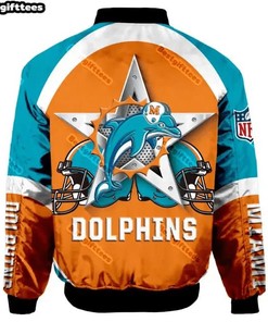 NFL Miami Dolphins Orange Aqua Bomber Jacket