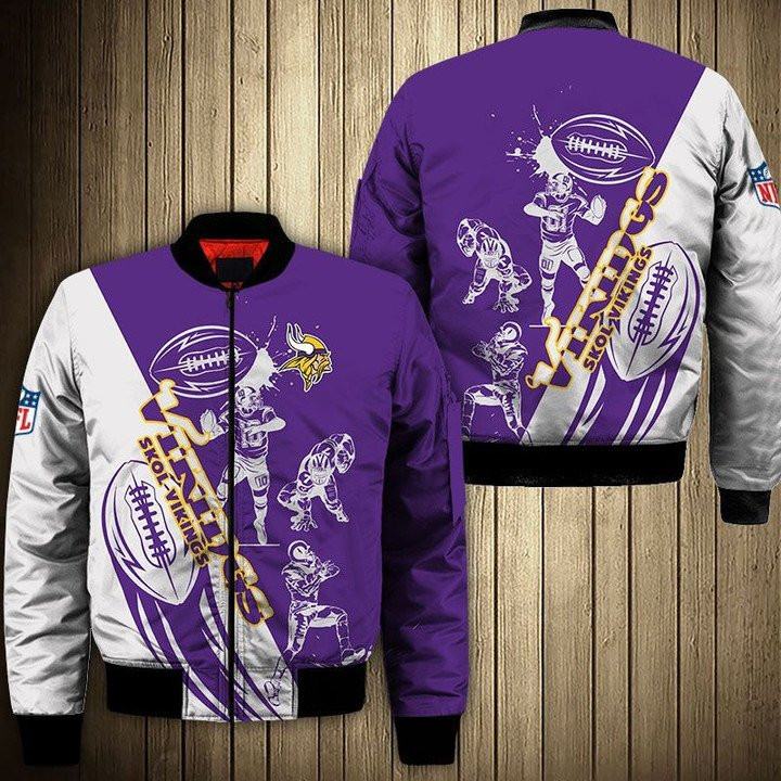 NFL Minnesota Vikings Cartoon Graphic Bomber Jacket