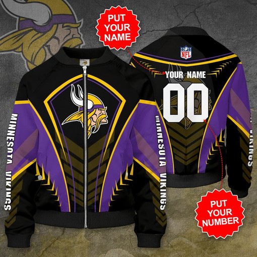 NFL Minnesota Vikings Custom Name Number Special Bomber Jacket