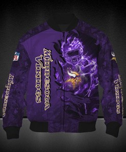 NFL Minnesota Vikings Purple Scoccer Scratch Bomber Jacket