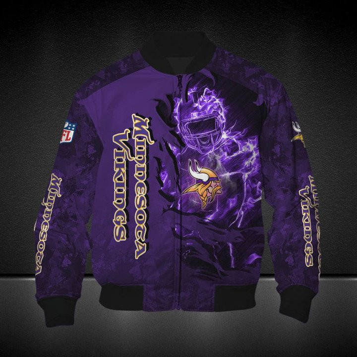 NFL Minnesota Vikings Purple Scoccer Scratch Bomber Jacket