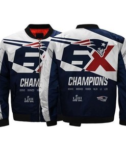 NFL New England Patriots 6x Super Bowl Championship Bomber Jacket