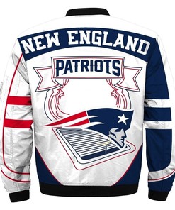 NFL New England Patriots Rugby White Pattern Bomber Jacket
