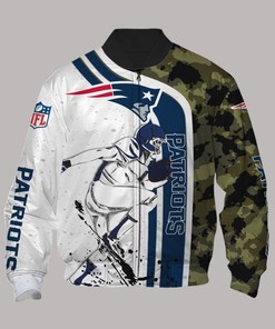 NFL New England Patriots White Camo Bomber Jacket