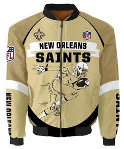 NFL New Orleans Saints Graphic Player Running Bomber Jacket