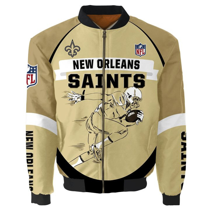 NFL New Orleans Saints Graphic Player Running Bomber Jacket