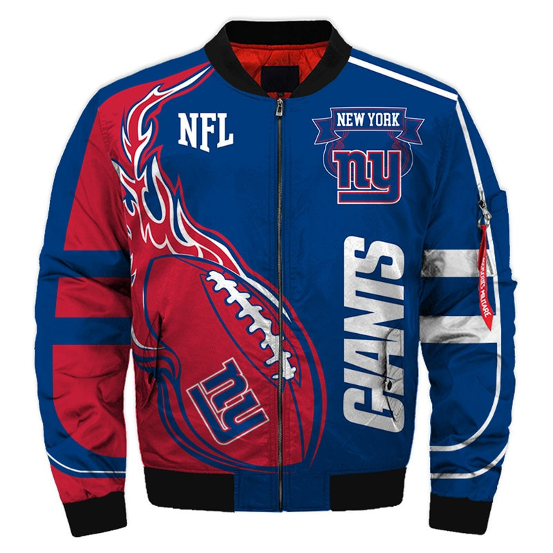 NFL New York Giants Blue Red Bomber Jacket V3